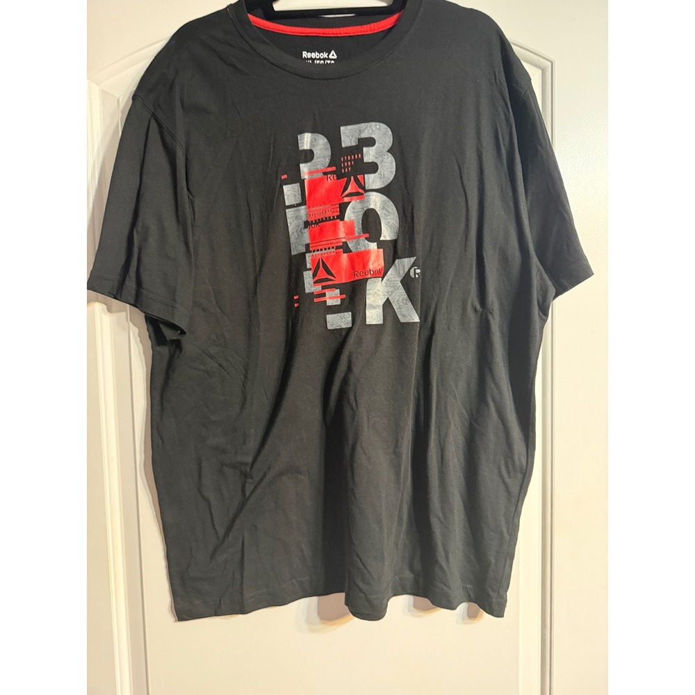 Reebok Graphic T-Shirt Mens XL Black Excellent Stronger Every Day Training Tee